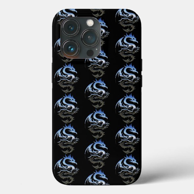 Silver Metallic Dragon Pattern Case-Mate iPhone Hülle (Rückseite)