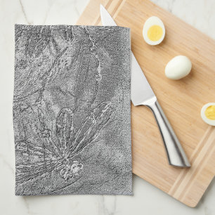 Silver Metallic Embossed Dragonflies Geschirrtuch