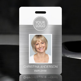 Silver Metallic Employee Name Logo Foto Corporate Ausweis