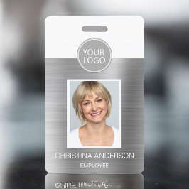 Silver Metallic Employee Name Logo Foto Corporate Ausweis
