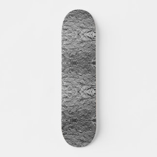 Silver Metallic Floral Skateboard