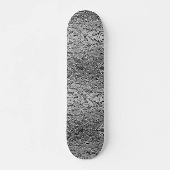Silver Metallic Floral Skateboard (Vorne)