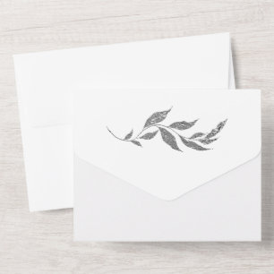 Silver Metallic Foliage Einfache Hochzeit All In One Einladung