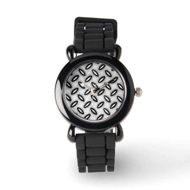 Silver Metallic Gemustert Watch Armbanduhr (Vorderseite)