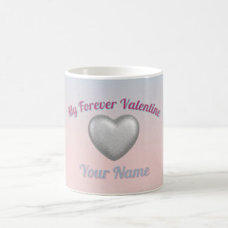 Silver Metallic Heart Pink Blue Pastel Valentine M Kaffeetasse