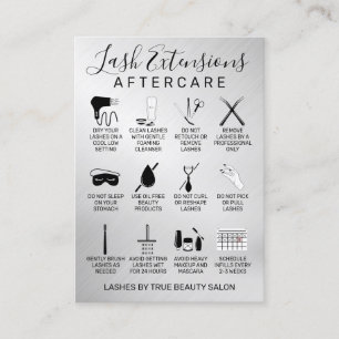 Silver Metallic Lash Extensions Aftercare Symbol Visitenkarte