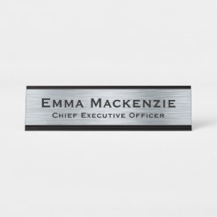 Silver Metallic Look Einfache Schreibtisch Namensp Schreibtischnamensplakette