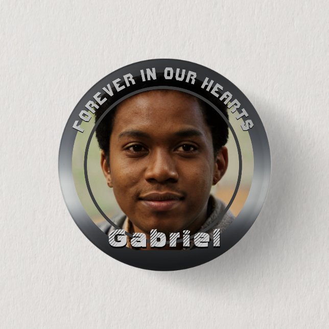 Silver Metallic Look Foto Memorial Button (Vorderseite)