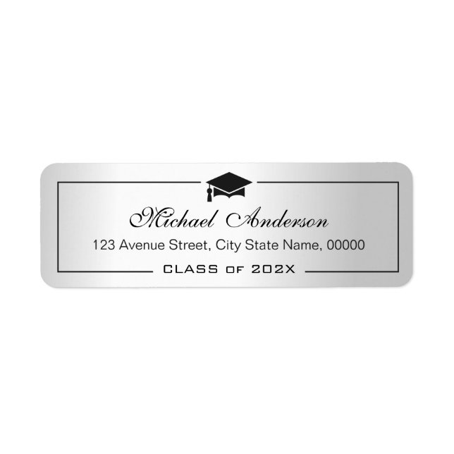 Silver Metallic Look Graduation Cap Grad Graduate (Vorne)