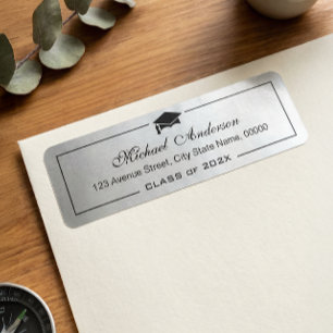 Silver Metallic Look Graduation Cap Grad Graduate