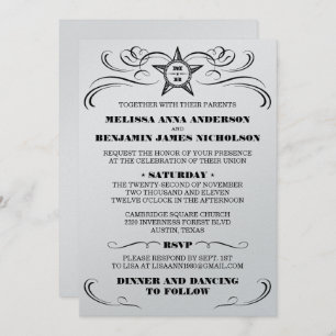 Silver Metallic Southern Style Wedding Einladung