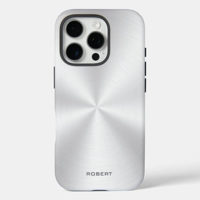 Silver Metallic Texture Stainless Steel Look Case-Mate iPhone Hülle (Rückseite)