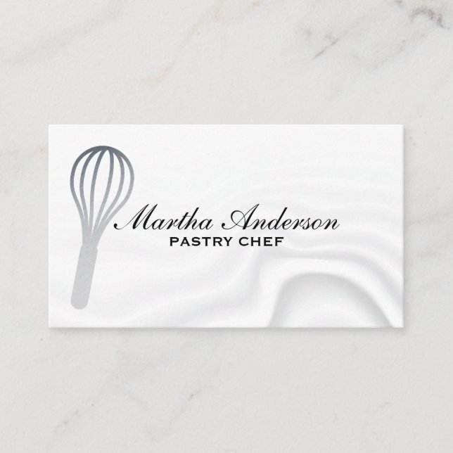 Silver Metallic Whisk | Silky Hintergrund Visitenkarte (Vorderseite)