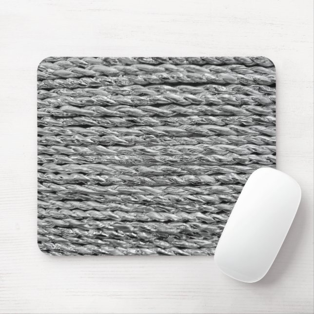 Silver Metallic Wicker Muster Mousepad (Mit Mouse)