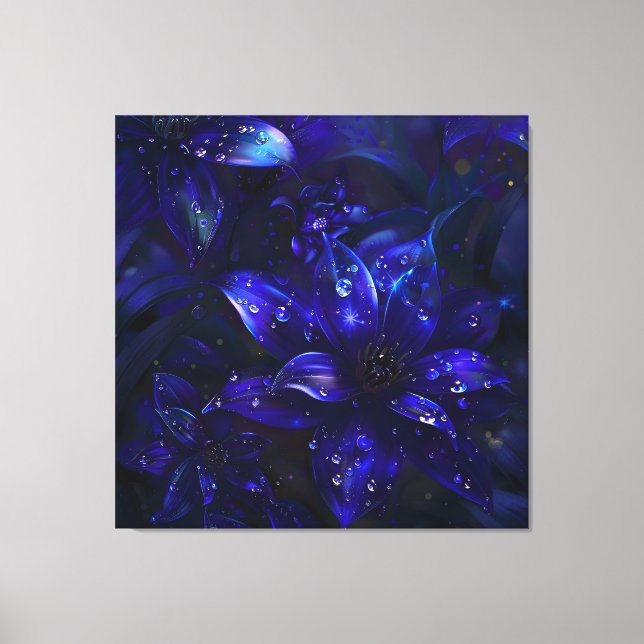 Silver Midnight Blooms Leinwanddruck (Vorderseite)
