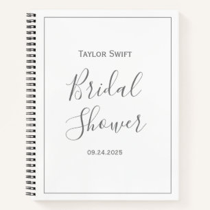 Silver Minimalistisch Baby Dusche Geschenkprotokol Notizbuch