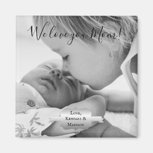 Silver Minimalistisch Foto Mother's Day Magnet
