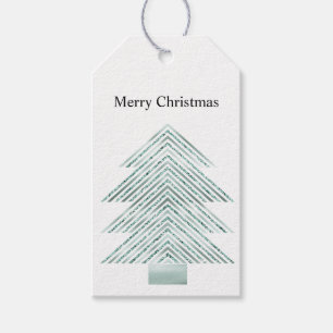 Silver Mint Christmas Tree Glitzer Streifen Geschenkanhänger