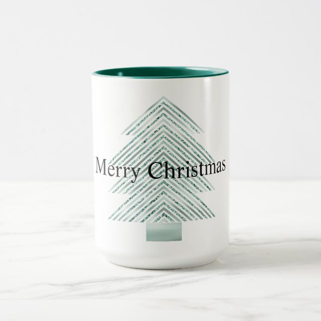 Silver Mint Christmas Tree Glitzer Streifen Tasse (Zentrum)