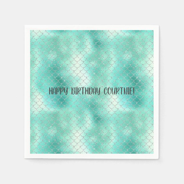 Silver Mint Mermaid Serviette (Vorderseite)