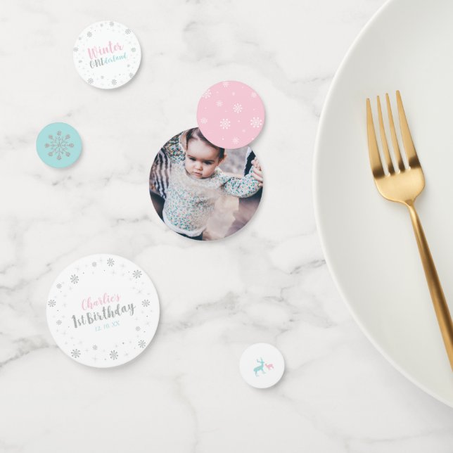 Silver, Mint & Pink Winter Wunderland 1. Geburtsta Konfetti (Gruppe)