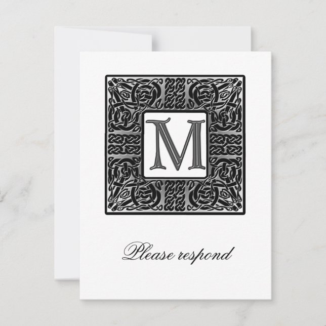 Silver Mit Monogramm Celtic Wedding RSVP (Vorderseite)