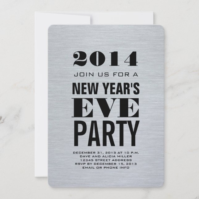 Silver Modern 2014 Silver's Eve Party Einladung (Vorderseite)