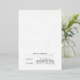 Silver Modern Brush Script Adult Geburtstagsparty Folieneinladung
