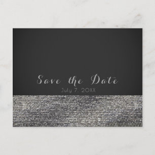 Silver Modern Glam Sequins Chic Save the Date Ankündigungspostkarte