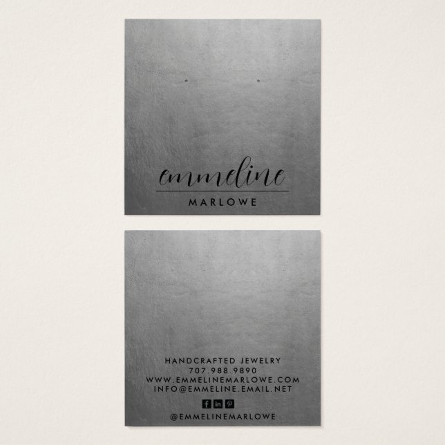 Silver Modern Minimal Earring Schmuckkarte (Vorne & Hinten)