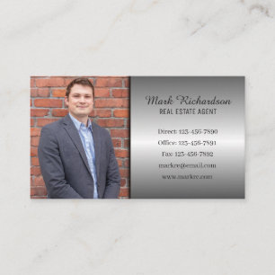 Silver Modern Real Anwesen Agent Einfaches Foto Lo Visitenkarte