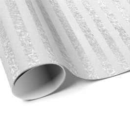 Silver Monochromatic Stripes Lines Gray Glam Vip Geschenkpapier