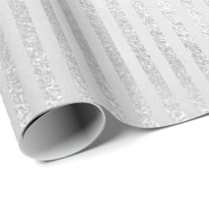 Silver Monochromatic Stripes Lines Gray Glam Vip Geschenkpapier