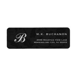 Silver Monogram auf der Black Damask Rücksendeadre