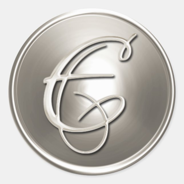 Silver Monogram E Umschlag Aufkleber (Vorderseite)
