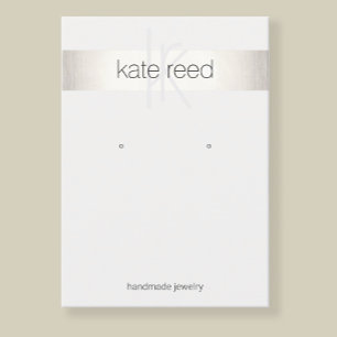 Silver Monogram Earring Display Business Card Visitenkarte