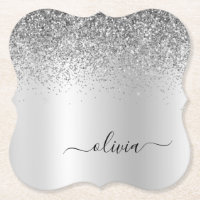 Silver Monogram Glitzer Sparkle Girly Script