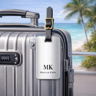 Silver Monogram Initialen elegant Gepäckanhänger