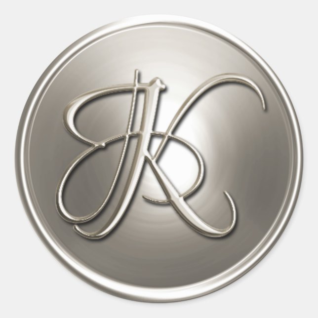 Silver Monogram K Umschlag Aufkleber (Vorderseite)
