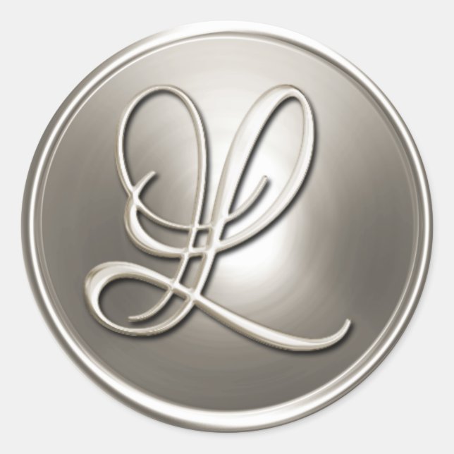 Silver Monogram L Umschlag Aufkleber (Vorderseite)