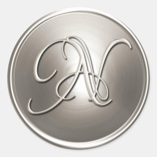 Silver Monogram N Umschlag Aufkleber (Vorderseite)