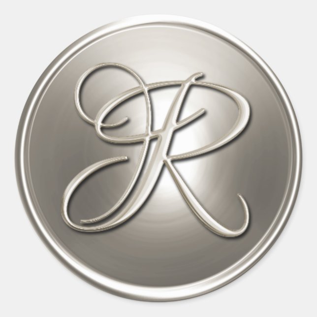 Silver Monogram R Umschlag Aufkleber (Vorderseite)