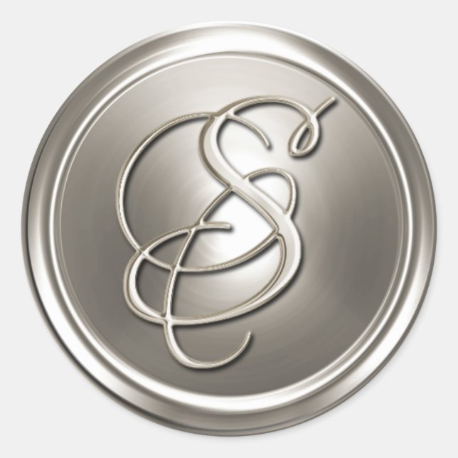 Silver Monogram S Umschlag Aufkleber (Vorderseite)