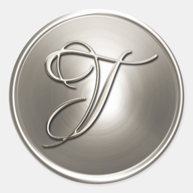 Silver Monogram T Umschlag Aufkleber (Vorderseite)