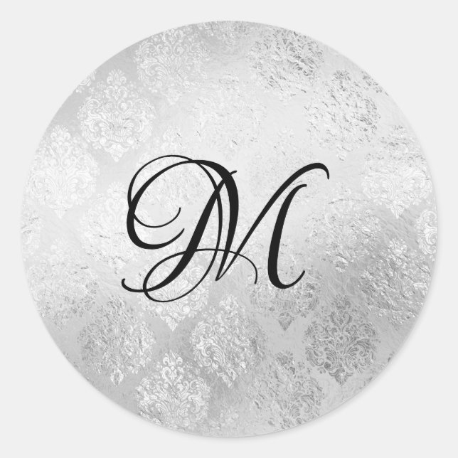 Silver Monogram Wedding Sticker (Vorderseite)