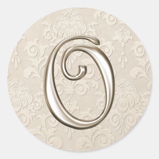 Silver Monogram Wedding Stickers - Buchstabe O (Vorderseite)
