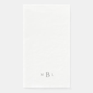 Silver Monogram White Elegant Wedding Serviette