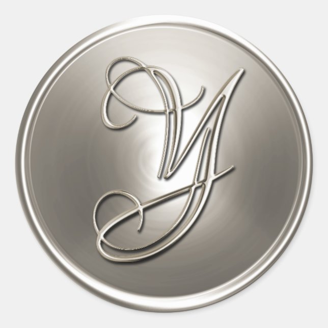 Silver Monogram Y Umschlag Aufkleber (Vorderseite)
