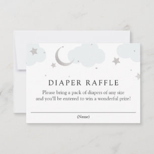 Silver Moon and Stars Diaper Raffelkarte RSVP Karte