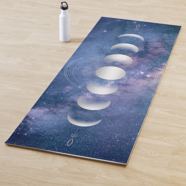 Silver Moon Phases, Lila Galaxy Yoga Mat Yogamatte (Beispiel)